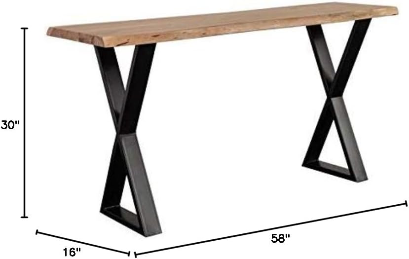 Hawthorne Collections Helena Live Edge Solid Acacia Wood Console Table S3637
