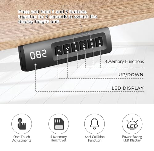 Electric Standing Desk with Charging Station, Oak W842676