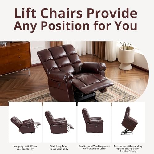 Oversized Power Lift Recliner Chair for Elderly with Massage and Heat T36815