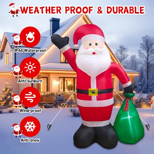 8 FT Christmas Inflatable Santa Claus with Gift Box for Yard Outdoor Decor B4648