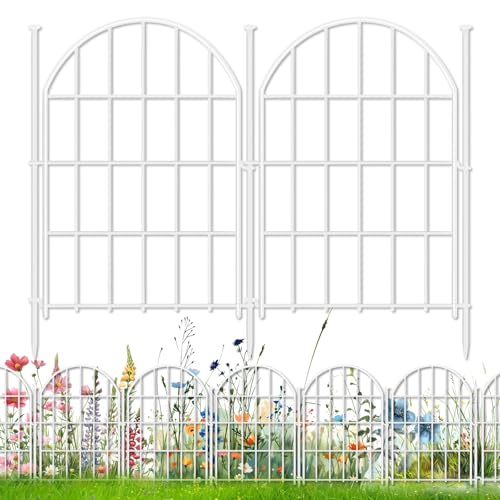 26 Pack Decorative Garden Fence, 22in x 28ft Arched No Dig Border, Rustproof Metal Animal Barrier N93965