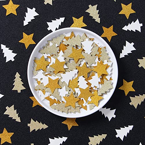 White-Gold Christmas Tree Star Confetti 300pcs Party Decoration N454