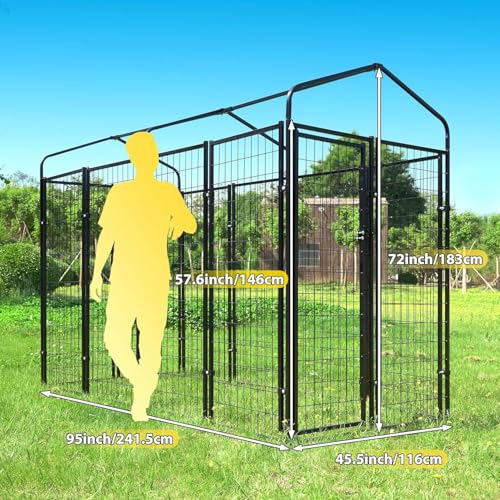 Large Outdoor Dog Kennel with Roof Cover Heavy Duty Welded Wire Steel Dog Pen B5629