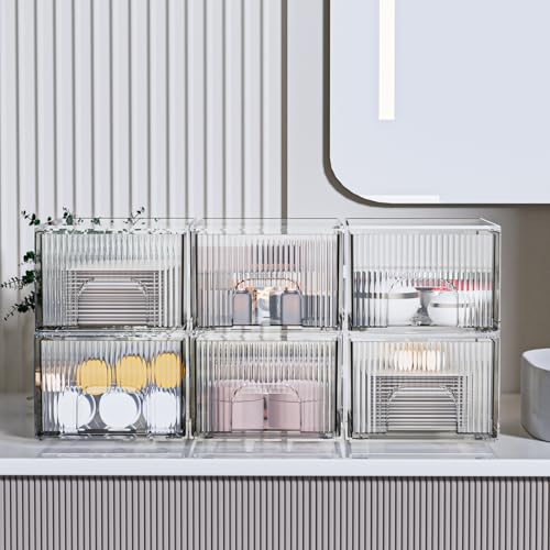 ZHIAI 3 Pack Clear Stackable Acrylic Cosmetic Organizer with Drawers N472