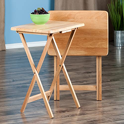 Winsome Alex Set of 2 Foldable Snack Tables, 26", Natural E793329