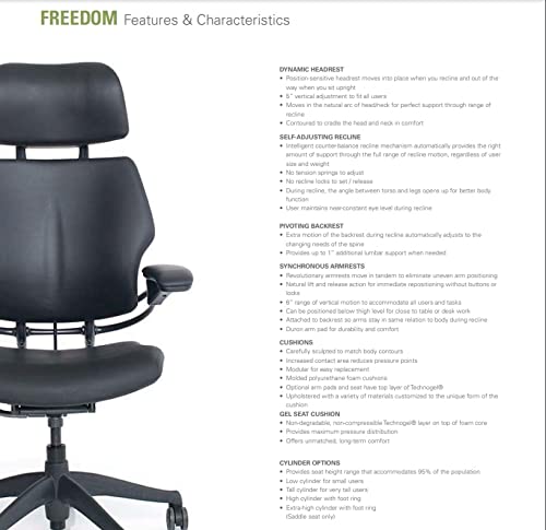 Humanscale Freedom Office Chair with Headrest, Ergonomic Work Chair with Adjustable Arms D840