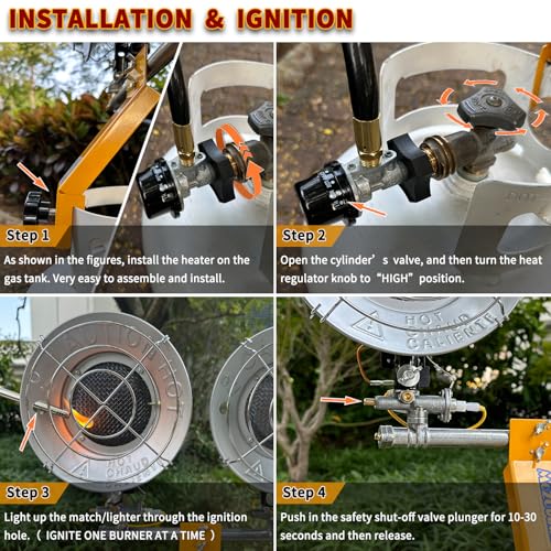 Propane Tank Top Heater 30000 BTU Indoor/Outdoor with 3 Heating Levels, Yellow Q334753