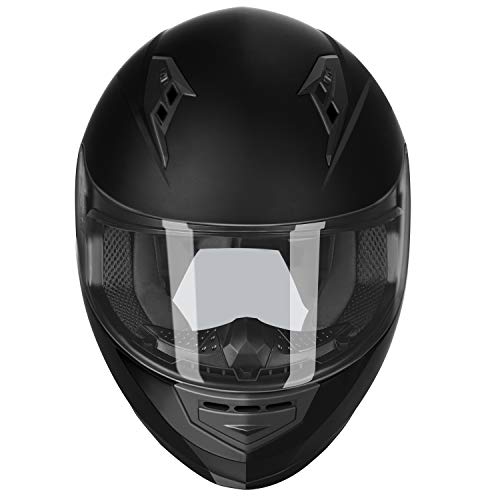 GLX GX11 Compact Motorcycle Helmet Matte Black Large Full Face Tinted Visor DOT Q2653