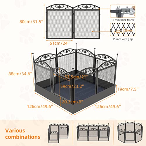 BingoPaw Dog Whelping Box Fence Metal Playpen with Waterproof Pad E92403