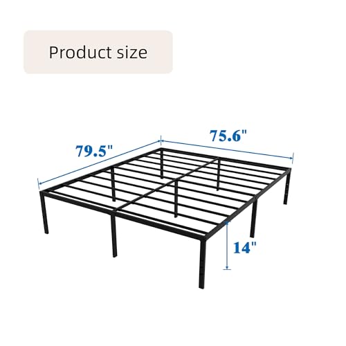 Full Size Metal Platform Bed Frame with Headboard, Black U138819