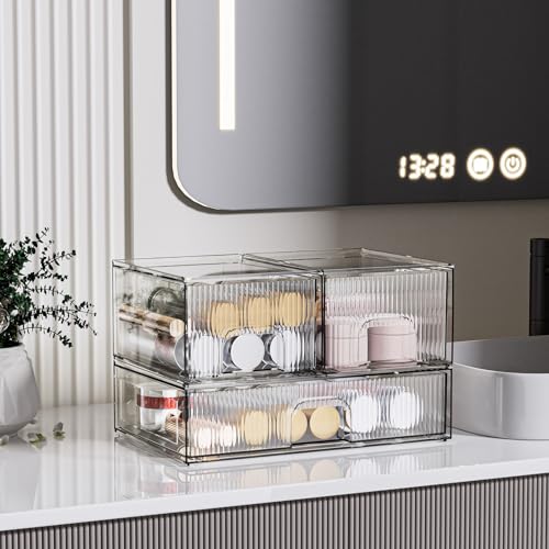 ZHIAI 3 Pack Clear Stackable Acrylic Cosmetic Organizer with Drawers N472