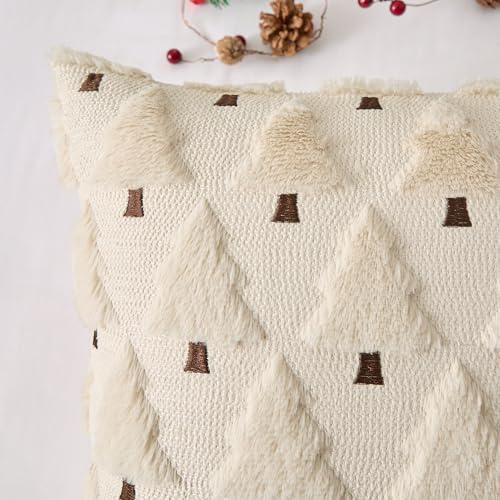UGASA Star Christmas Decorative Pillow Covers 18x18 Inch Set of 2 Dark Green Q9265
