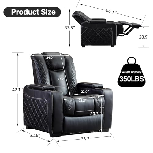 Electric Power Recliner Chair with Adjustable Headrest, Faux Leather, Brown R739910