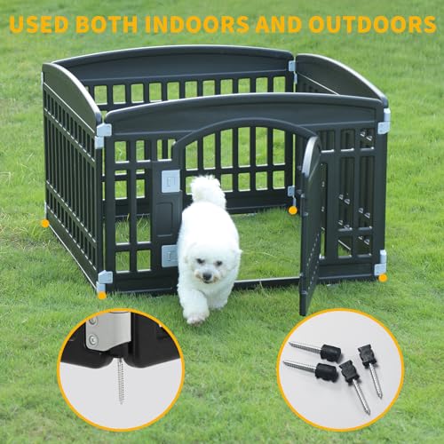 Pet Playpen for Dogs Heavy Plastic Exercise Pen Indoor Outdoor Folding Cage 6 Panels White L83956
