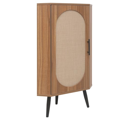 ZeHuoGe Corner Storage Cabinet with Rattan Door O376