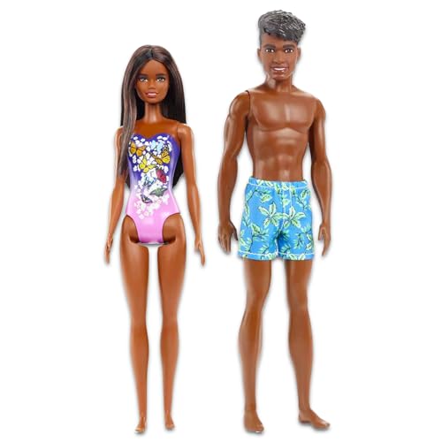 Barbie and Ken Beach Doll Set for Kids with Stickers Z175695