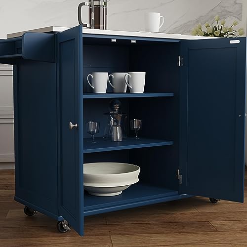 homestyles Mobile Kitchen Island Cart with Stainless Steel Top, Sage Green J6213