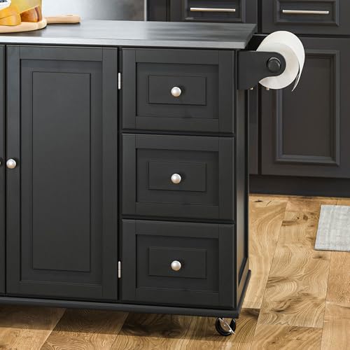 homestyles Mobile Kitchen Island Cart with Stainless Steel Top, Sage Green J6213