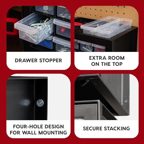 IRIS USA Plastic Drawer Storage Organizer, 24-Drawer Cabinet for Crafts Hardware Tools - Black I685821