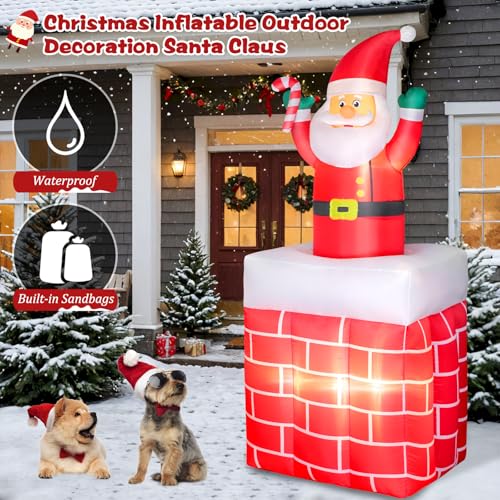 8 FT Christmas Inflatable Santa Claus with Gift Bag and LED Lights for Yard Outdoor Decor M3530
