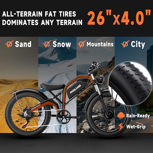 Electric Bike for Adults 3000W Dual Motor 52V 23AH 26" Fat Tire Full Suspension P909