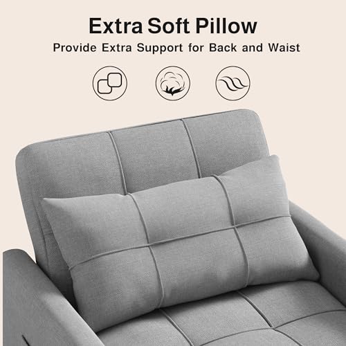 Pink Sleeper Chair, 3-in-1 Convertible Sofa Bed with Adjustable Backrest U62449