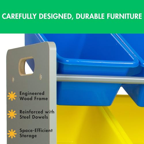 Humble Crew Kids Toy Storage Organizer with 12 Plastic Bins, Grey/White O74556