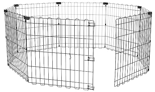 Amazon Basics Foldable Octagonal Metal Dog Playpen, Extra Large, Black G18040
