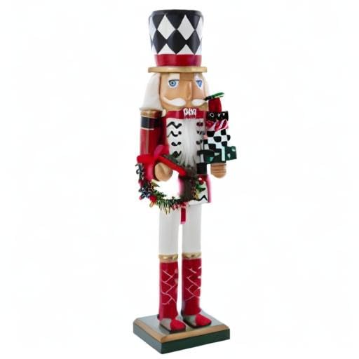 Kurt S. Adler 15-Inch Red White and Black Nutcracker with Gift Box P4422
