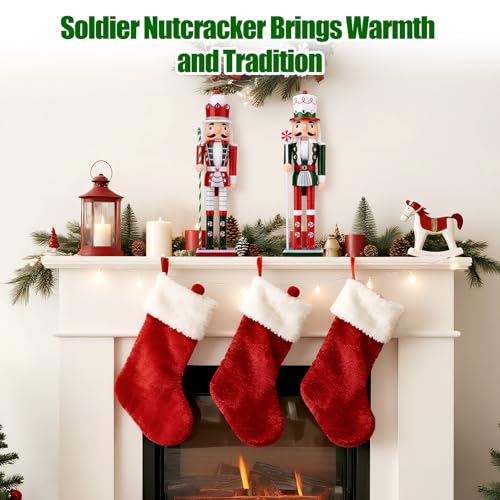 Wooden Christmas Soldier Nutcracker Decorations 15 Inch Green P2656