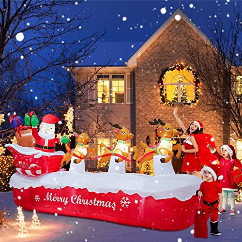 COOLWUFAN 6 FT Christmas Inflatables Santa Claus with Gifts Bag, LED Lights Outdoor Yard Decoration T979