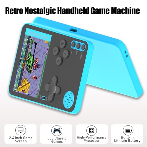 Tiny Retro Handheld Game Console with 500 Built-in Games, 2.4" HD Screen C26367