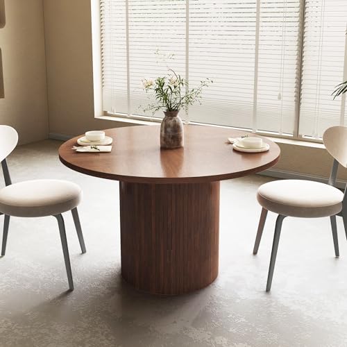 47 inch Round Dining Table with Storage Shelf (Walnut) N502088