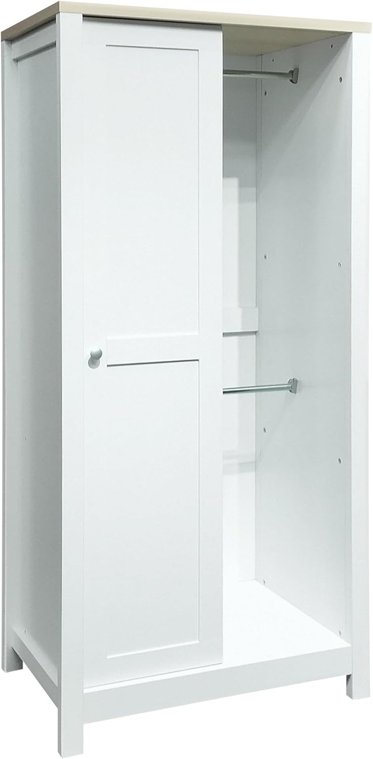 Armoire Wardrobe with Sliding Door and Drawers, White D1199
