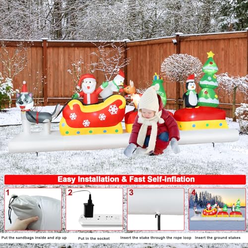 B&D 12FT Giant Christmas Inflatables Snowman Outdoor Decorations with Rotating LED Lights B36000