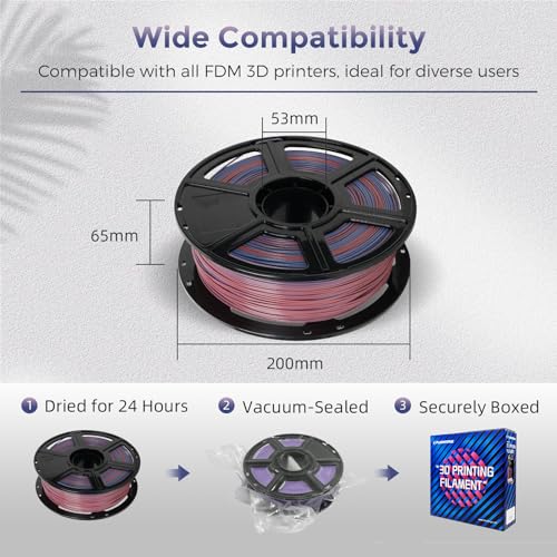 FLASHFORGE PLA Filament 1.75mm Burnt Titanium, Color Changeable 3D Printer Filament 1kg T433110