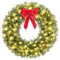 Yaheetech 48in Pre-lit Artificial Christmas Wreath with Red Bow, 200 LED Lights Y257427