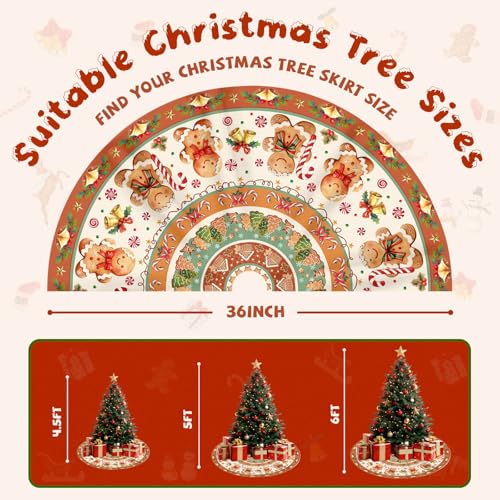 Christmas Tree Skirt 36 Inch with Snowman Reindeer Santa Snowflake L183244