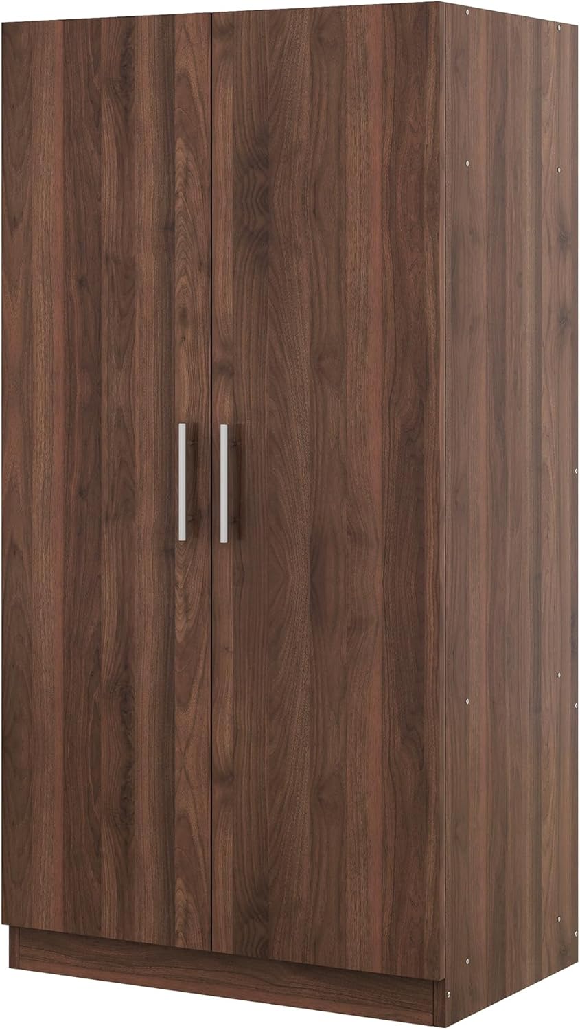 2-Door Wooden Wardrobe Armoire with Shelves and Hanging Rod, Brown W24352