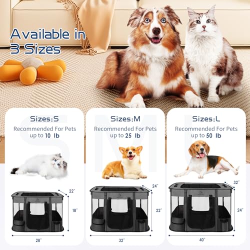 Foldable Dog Cat Playpen with Carrying Case, Water-Resistant, Indoor Outdoor V14642