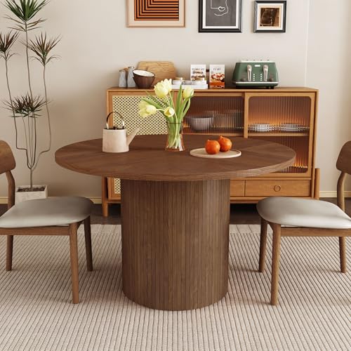 47 inch Round Dining Table with Storage Shelf (Walnut) N502088