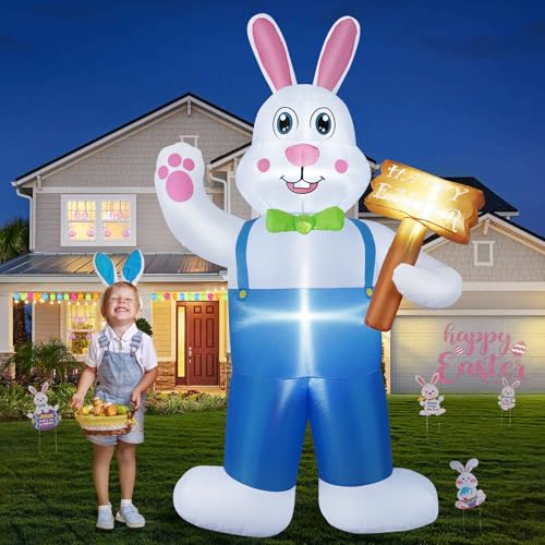 B&D 12FT Giant Christmas Inflatables Snowman Outdoor Decorations with Rotating LED Lights B36000