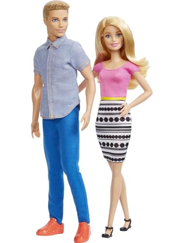 Barbie & Ken Doll Set, 2-Pack Fashion Dolls with Removable Clothes U718485