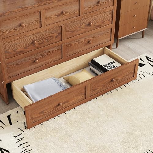KEIKI Queen Size Murphy Bed with Charging Station and Drawer, Walnut B45816