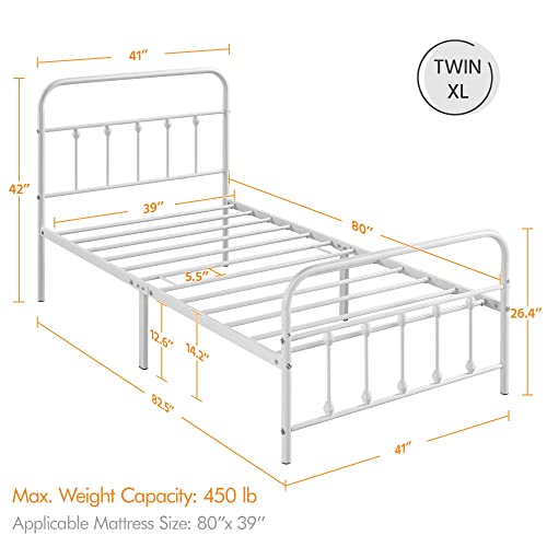 Yaheetech Classic Metal Platform Bed Frame with Victorian Headboard, Full Size Black T81083