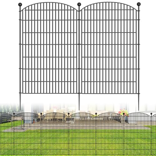 10 Panels No Dig Decorative Garden Fence, Rustproof Metal Dog Fence for Yard U518