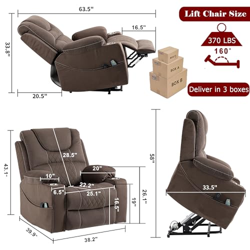 Power Lift Chair Recliner with Massage and Heat for Adults, Dual Motor H2507