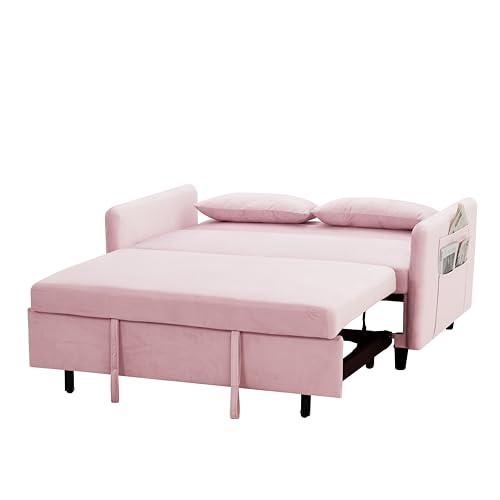 54" Convertible Sofa Bed, 3-in-1 Sleeper Sofa with Pull-Out Bed, Gray W416989