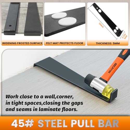 NAACOO Tapping Block for Vinyl Plank Flooring, Double Sided with Notches, Pull Bar, 40Pcs Floor Spacers, Rubber Mallet E7352