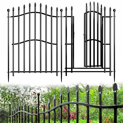 8 Panels Tall No Dig Garden Fence 40in H x 18ft L Rustproof Metal Barrier H7450